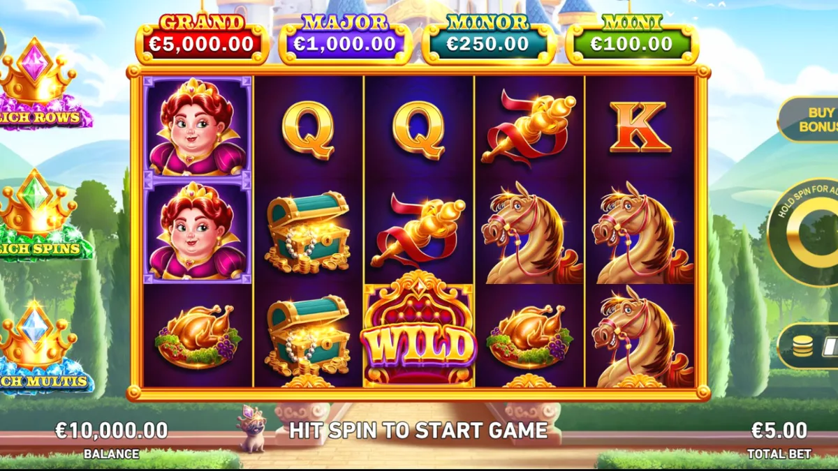 King Richwin slot game interface na may medieval castle theme